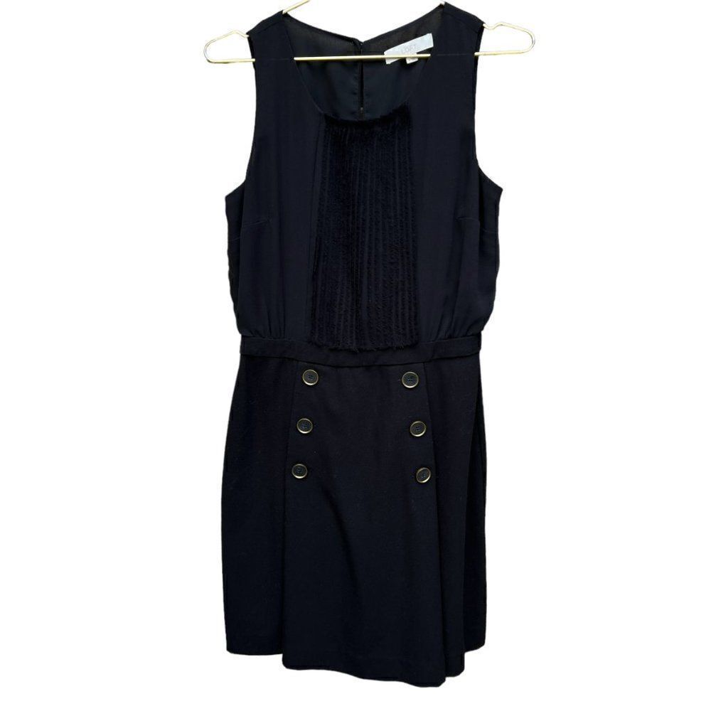 Ann Taylor LOFT Black Sleeveless Button Keyhole Back Work Dress Size 6